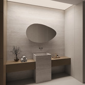 Elm &amp; Arc Massey 1200mm Matte White Pebble Mirrored Shaving Cabinet with Glass Shelves
