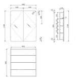 Elm &amp; Arc Massey 900mm Matte White Rectangular Mirrored Shaving Cabinet with Glass Shelves