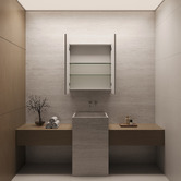 Elm &amp; Arc Massey 750mm Matte White Rectangular Mirrored Shaving Cabinet with Glass Shelves
