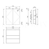 Elm &amp; Arc Massey 750mm Matte White Rectangular Mirrored Shaving Cabinet with Glass Shelves