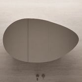 Elm &amp; Arc Massey 1200mm Matte White Pebble Mirrored Shaving Cabinet with Glass Shelves