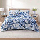 Bellemosa Blue &amp; White 1000TC Brushed Microfibre Quilt Cover Set