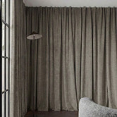 Pure Loom Drapery Custom Belmore Blockout S-Fold Single Panel Curtain &amp; Track Set