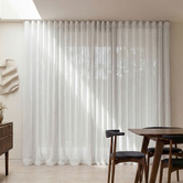 Pure Loom Drapery Custom Burano Linen-Blend Sheer S-Fold Single Panel Curtain &amp; Track Set