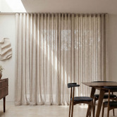 Pure Loom Drapery Custom Burano Linen-Blend Sheer S-Fold Single Panel Curtain &amp; Track Set
