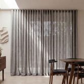 Pure Loom Drapery Custom Burano Linen-Blend Sheer S-Fold Single Panel Curtain &amp; Track Set
