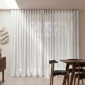 Pure Loom Drapery Custom Burano Linen-Blend Sheer S-Fold Single Panel Curtain &amp; Track Set
