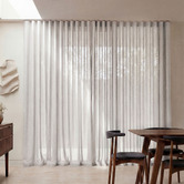 Pure Loom Drapery Custom Burano Linen-Blend Sheer S-Fold Single Panel Curtain &amp; Track Set