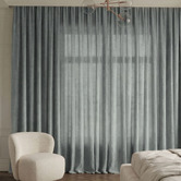 Pure Loom Drapery Custom Linesta Linen Light Filtering S-Fold Single Panel Curtain &amp; Track Set