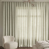 Pure Loom Drapery Custom Linesta Linen Light Filtering S-Fold Single Panel Curtain &amp; Track Set