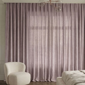 Pure Loom Drapery Custom Linesta Linen Light Filtering S-Fold Single Panel Curtain &amp; Track Set