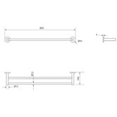 Bella Vista Bathware Mica Double Towel Rail