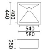 Bella Vista Bathware Luminare 580mm Undermount Single Stainless Steel Kitchen Sink