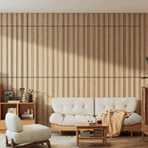 Vanta Living Acoura Space 1200 x 600mm Natural Oak Easy Stick Acoustic Slat Wall Panels