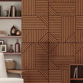 Vanta Living Acoura Space 600 x 600mm Amber Walnut Self-Adhesive Acoustic Slat Wall Panels
