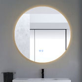 Amber &amp; Fern Silver Cargill Round LED Bathroom Mirror with Bluetooth
