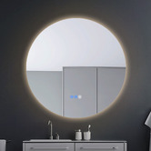 Amber &amp; Fern Silver Cargill Round LED Bathroom Mirror with Bluetooth