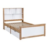 Amber &amp; Fern Eli Rubberwood Bed Frame with Drawers