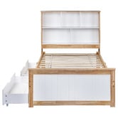 Amber &amp; Fern Eli Rubberwood Bed Frame with Drawers
