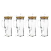 Amber &amp; Fern 650ml Jeevan To-Go Glass Bottles with Lid &amp; Straw