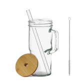 Amber &amp; Fern 650ml Jeevan To-Go Glass Bottles with Lid &amp; Straw