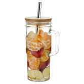 Amber &amp; Fern 650ml Jeevan To-Go Glass Bottles with Lid &amp; Straw