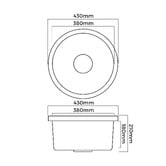 Arbour &amp; Nook Bowen 430mm Round Single Granite Kitchen Sink