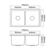 Arbour &amp; Nook Bowen 770mm Double Granite Kitchen Sink