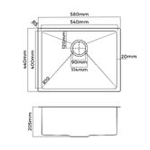 Arbour &amp; Nook Parker 580mm Stainless Steel Kitchen Sink