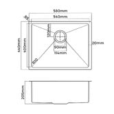Arbour &amp; Nook Parker 580mm Stainless Steel Kitchen Sink