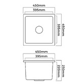 Arbour &amp; Nook Bowen 450mm Single Granite Kitchen Sink