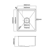 Arbour &amp; Nook Parker 380mm Stainless Steel Kitchen Sink