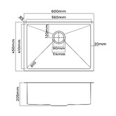 Arbour &amp; Nook Parker 700mm Stainless Steel Kitchen Sink