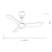 Arbour &amp; Nook Hodson 132cm DC Ceiling Fan with LED Light &amp; Remote Control