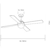 Arbour &amp; Nook Hodson 132cm AC Ceiling Fan with LED Light &amp; Remote Control