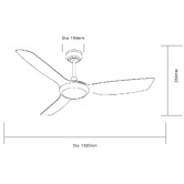 Arbour &amp; Nook Hodson 132cm DC Ceiling Fan with Remote Control