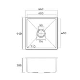 Arbour &amp; Nook Yeva 440mm Single Kitchen Sink &amp; Pull-Out Mixer