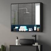Arbour &amp; Nook Meriden 900mm LED Mirrored Shaving Cabinet with Open Shelf
