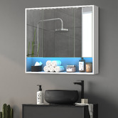 Arbour &amp; Nook Meriden 900mm LED Mirrored Shaving Cabinet with Open Shelf