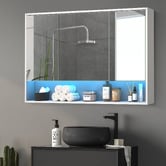 Arbour &amp; Nook Meriden 1200mm LED Mirrored Shaving Cabinet with Open Shelf