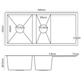 Caspian Cove Kalypso 1000mm Double Kitchen Sink with Drainer