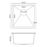 Caspian Cove Agnes 440mm Single Stainless Steel Kitchen Sink