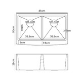 Caspian Cove Maud 810mm Double Stainless Kitchen Sink