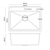 Caspian Cove Costa 600mm Single Stainless Steel Kitchen Sink