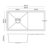 Caspian Cove Kalypso 870mm Single Stainless Steel Kitchen Sink with Drainer