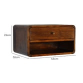 Solid State Studio Kilea Mango Wood Wall-Mounted Bedside Table