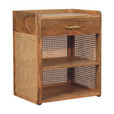 Solid State Studio Jenna Mango Wood &amp; Rattan Bedside Table