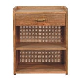 Solid State Studio Jenna Mango Wood &amp; Rattan Bedside Table