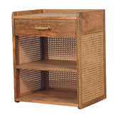 Solid State Studio Jenna Mango Wood &amp; Rattan Bedside Table