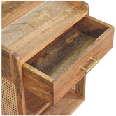 Solid State Studio Jenna Mango Wood &amp; Rattan Bedside Table